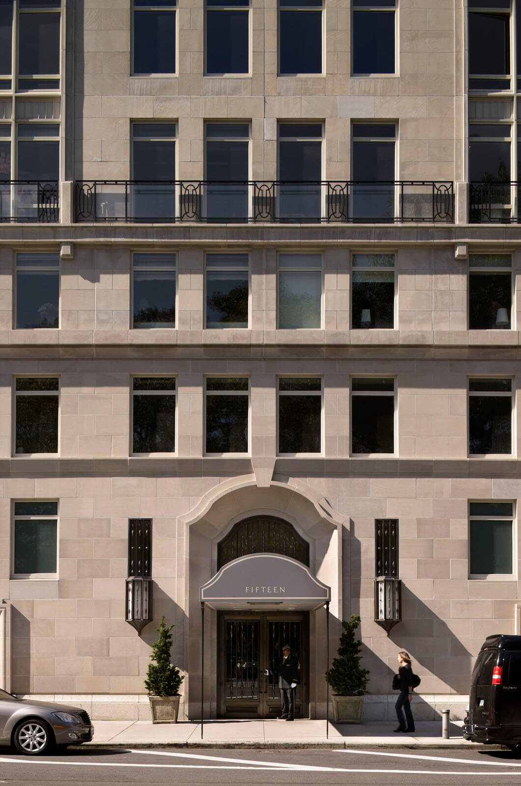 Example of precast masonry facade; 15 Central Park West, New York
